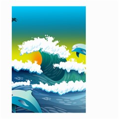 Dolphin Seagull Sea Ocean Wave Blue Water Small Garden Flag (two Sides) by Wegoenart