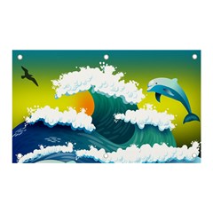 Dolphin Seagull Sea Ocean Wave Blue Water Banner And Sign 5  X 3  by Wegoenart