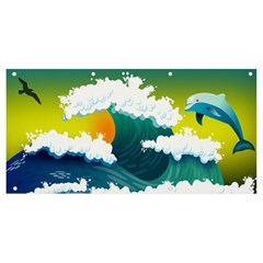 Dolphin Seagull Sea Ocean Wave Blue Water Banner And Sign 8  X 4  by Wegoenart