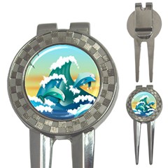 Dolphin Seagull Sea Ocean Wave 3-in-1 Golf Divots by Wegoenart