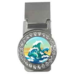 Dolphin Seagull Sea Ocean Wave Money Clips (cz)  by Wegoenart