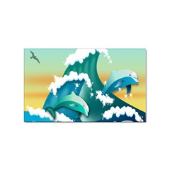 Dolphin Seagull Sea Ocean Wave Sticker (rectangular)