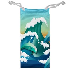 Dolphin Seagull Sea Ocean Wave Jewelry Bag by Wegoenart