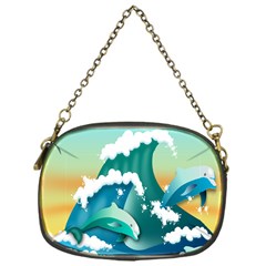 Dolphin Seagull Sea Ocean Wave Chain Purse (one Side) by Wegoenart