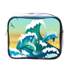 Dolphin Seagull Sea Ocean Wave Mini Toiletries Bag (one Side) by Wegoenart