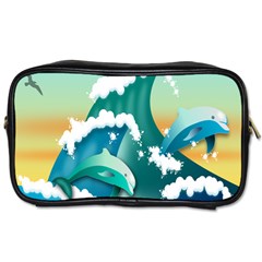 Dolphin Seagull Sea Ocean Wave Toiletries Bag (one Side) by Wegoenart