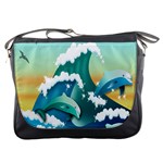 Dolphin Seagull Sea Ocean Wave Messenger Bag Front