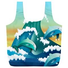 Dolphin Seagull Sea Ocean Wave Full Print Recycle Bag (xxl) by Wegoenart