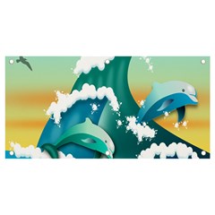 Dolphin Seagull Sea Ocean Wave Banner And Sign 4  X 2  by Wegoenart