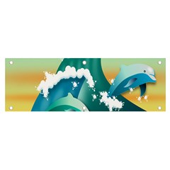 Dolphin Seagull Sea Ocean Wave Banner And Sign 6  X 2  by Wegoenart