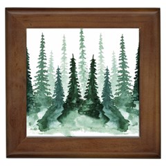 Tree Watercolor Painting Pine Forest Green  Nature Framed Tile by Wegoenart