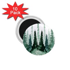 Tree Watercolor Painting Pine Forest Green  Nature 1 75  Magnets (10 Pack)  by Wegoenart