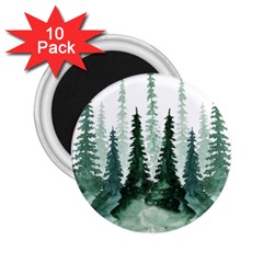 Tree Watercolor Painting Pine Forest Green  Nature 2 25  Magnets (10 Pack)  by Wegoenart