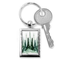 Tree Watercolor Painting Pine Forest Green  Nature Key Chain (rectangle) by Wegoenart