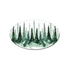 Tree Watercolor Painting Pine Forest Green  Nature Sticker (oval) by Wegoenart