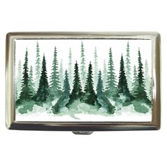 Tree Watercolor Painting Pine Forest Green  Nature Cigarette Money Case by Wegoenart