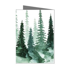 Tree Watercolor Painting Pine Forest Green  Nature Mini Greeting Cards (pkg Of 8) by Wegoenart