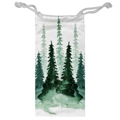 Tree Watercolor Painting Pine Forest Green  Nature Jewelry Bag by Wegoenart