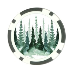 Tree Watercolor Painting Pine Forest Green  Nature Poker Chip Card Guard by Wegoenart