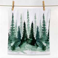 Tree Watercolor Painting Pine Forest Green  Nature Face Towel by Wegoenart