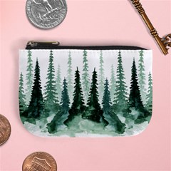 Tree Watercolor Painting Pine Forest Green  Nature Mini Coin Purse by Wegoenart