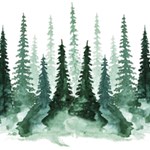 Tree Watercolor Painting Pine Forest Green  Nature Play Mat (Rectangle) Front