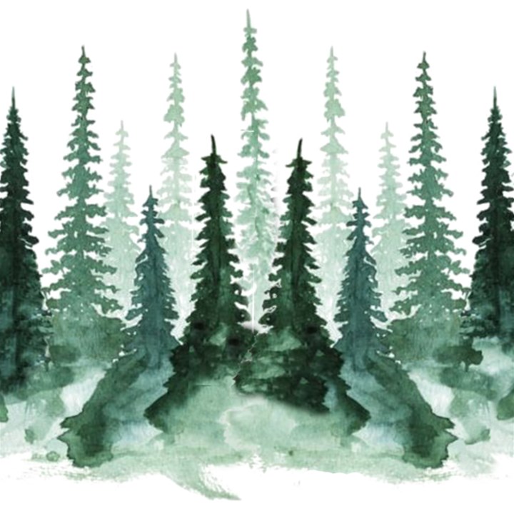 Tree Watercolor Painting Pine Forest Green  Nature Play Mat (Rectangle)