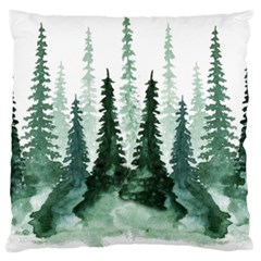 Tree Watercolor Painting Pine Forest Green  Nature Large Cushion Case (one Side) by Wegoenart