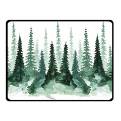 Tree Watercolor Painting Pine Forest Green  Nature Double Sided Fleece Blanket (small)  by Wegoenart