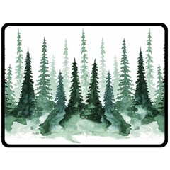 Tree Watercolor Painting Pine Forest Green  Nature Double Sided Fleece Blanket (large)  by Wegoenart