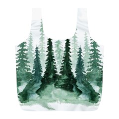 Tree Watercolor Painting Pine Forest Green  Nature Full Print Recycle Bag (l) by Wegoenart