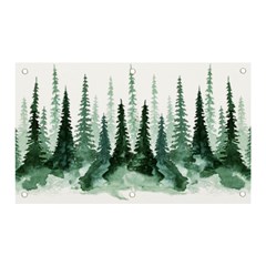 Tree Watercolor Painting Pine Forest Green  Nature Banner And Sign 5  X 3  by Wegoenart