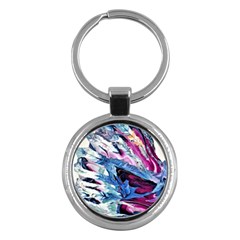 Feathers Key Chain (round) by kaleidomarblingart