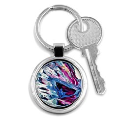 Feathers Key Chain (round) by kaleidomarblingart