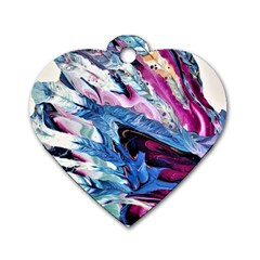 Feathers Dog Tag Heart (one Side) by kaleidomarblingart