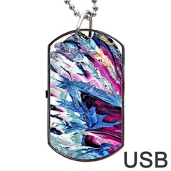 Feathers Dog Tag Usb Flash (two Sides) by kaleidomarblingart