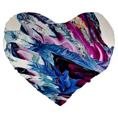 Feathers Large 19  Premium Flano Heart Shape Cushions by kaleidomarblingart