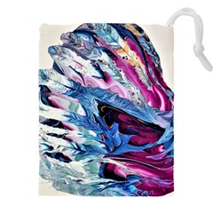 Feathers Drawstring Pouch (4xl) by kaleidomarblingart