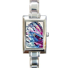 Feathers Rectangle Italian Charm Watch by kaleidomarblingart