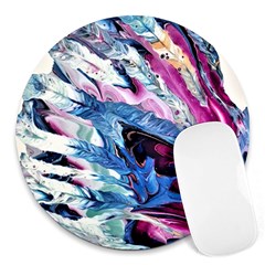 Feathers Round Mousepad by kaleidomarblingart