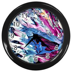 Feathers Wall Clock (black) by kaleidomarblingart