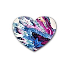 Feathers Rubber Heart Coaster (4 Pack) by kaleidomarblingart