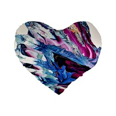 Feathers Standard 16  Premium Flano Heart Shape Cushions by kaleidomarblingart