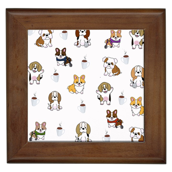 Hot Chocolate Puppies Hot Cocoa Framed Tile