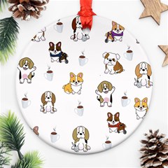 Hot Chocolate Puppies Hot Cocoa Ornament (round) by Wegoenart