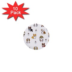 Hot Chocolate Puppies Hot Cocoa 1  Mini Buttons (10 Pack)  by Wegoenart