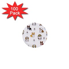 Hot Chocolate Puppies Hot Cocoa 1  Mini Buttons (100 Pack)  by Wegoenart