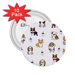 Hot Chocolate Puppies Hot Cocoa 2 25  Buttons (10 Pack)  by Wegoenart