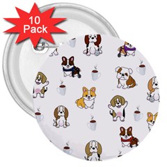 Hot Chocolate Puppies Hot Cocoa 3  Buttons (10 Pack)  by Wegoenart