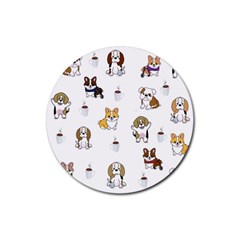 Hot Chocolate Puppies Hot Cocoa Rubber Coaster (round) by Wegoenart